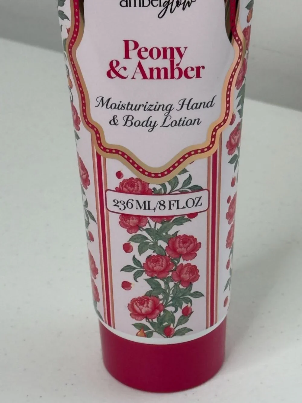 Amber Glow Peony & Amber Moisturizing Hand & Body Lotion 8 oz New